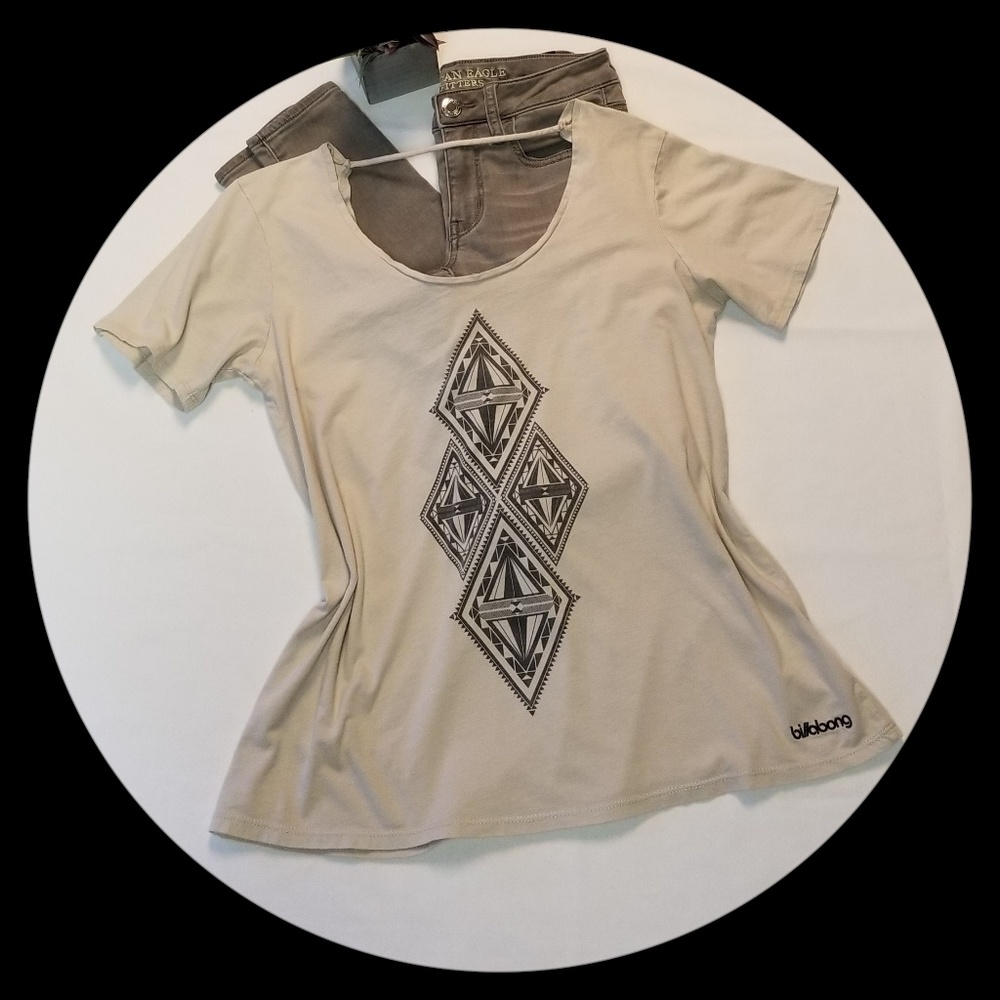 Billabong Diamond Tee U Neck Back Size Large